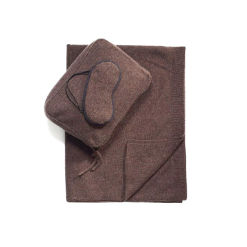 16FZTS02 knitted comfortable travel set blanket cashmere